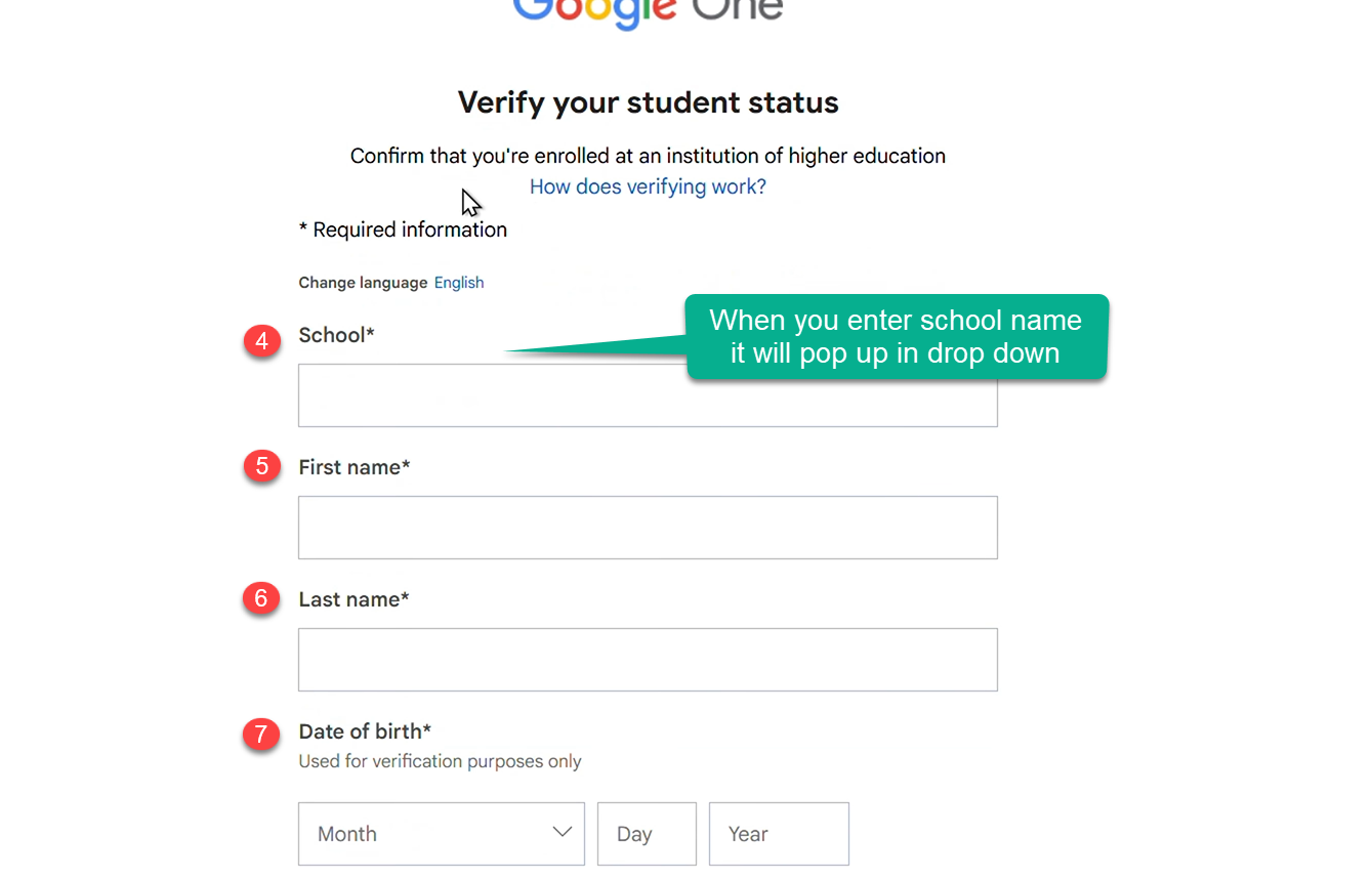 Screenshot of SheerID verification form