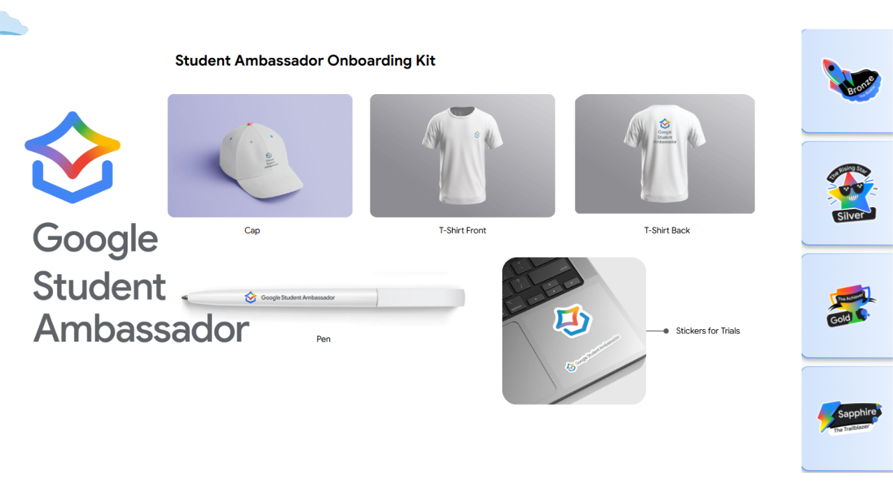 Perks and onboarding details for Google Student Ambassador program